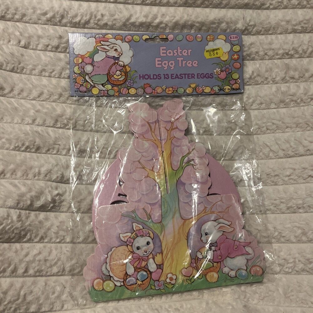 NOS 1995 3D Easter Egg Tree Pastel Kitschy Die-Cut PT5035 VTG Display Loomco